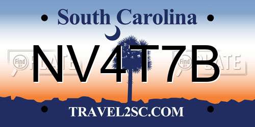 NV4T7B South Carolina License Plate