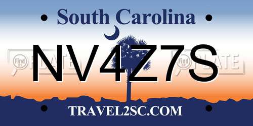 NV4Z7S South Carolina License Plate