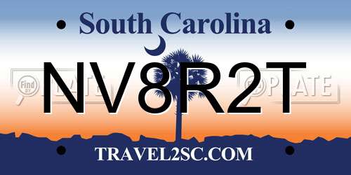 NV8R2T South Carolina License Plate