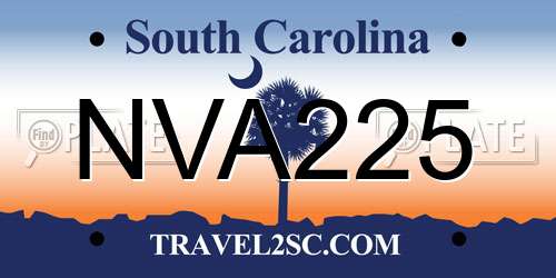 NVA225 South Carolina License Plate