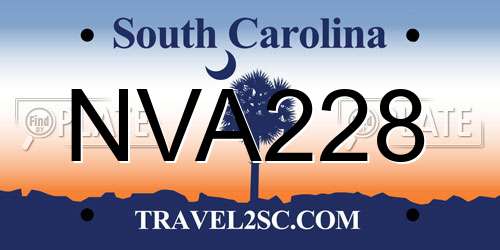 NVA228 South Carolina License Plate