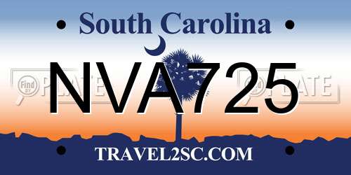 NVA725 South Carolina License Plate