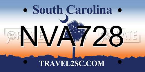 NVA728 South Carolina License Plate