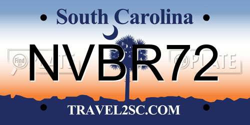 NVBR72 South Carolina License Plate