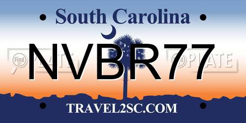 NVBR77 South Carolina License Plate