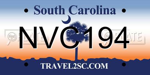 NVC194 South Carolina License Plate