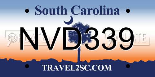NVD339 South Carolina License Plate