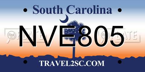 NVE805 South Carolina License Plate