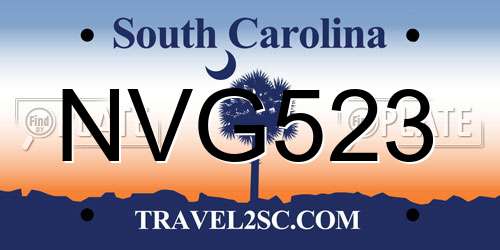 NVG523 South Carolina License Plate