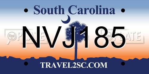 NVJ185 South Carolina License Plate