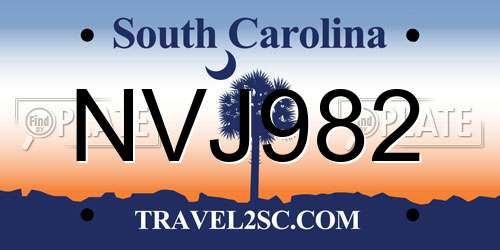 NVJ982 South Carolina License Plate