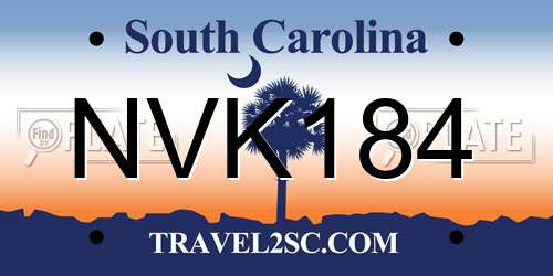 NVK184 South Carolina License Plate