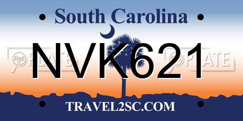 NVK621 South Carolina License Plate