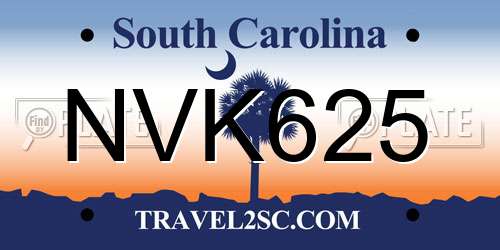 NVK625 South Carolina License Plate