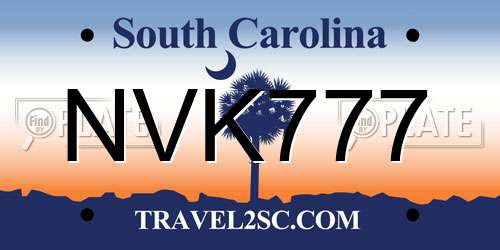 NVK777 South Carolina License Plate
