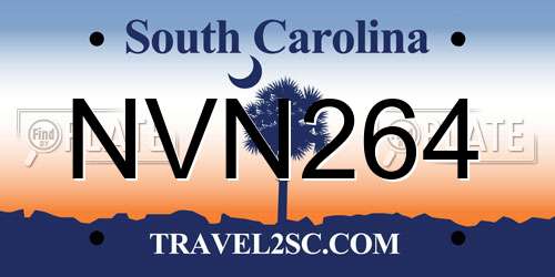 NVN264 South Carolina License Plate