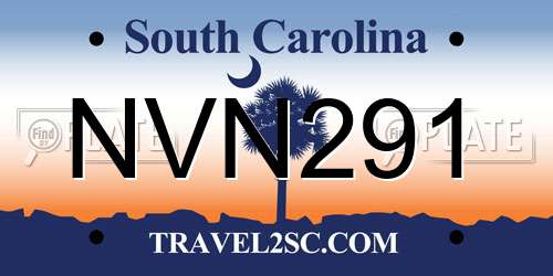 NVN291 South Carolina License Plate