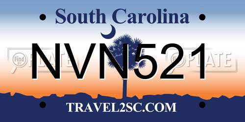 NVN521 South Carolina License Plate