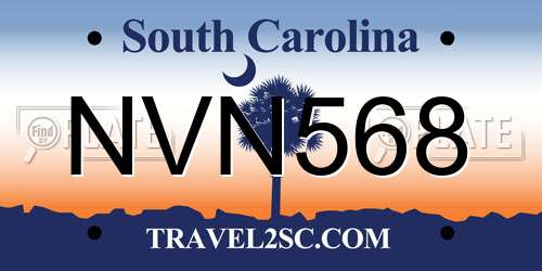 NVN568 South Carolina License Plate