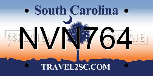 NVN764 South Carolina License Plate