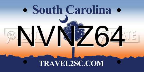 NVNZ64 South Carolina License Plate