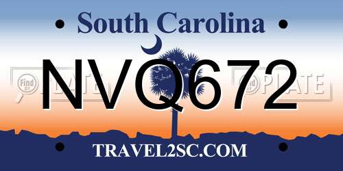 NVQ672 South Carolina License Plate