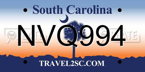 NVQ994 South Carolina License Plate