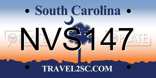 NVS147 South Carolina License Plate