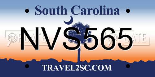 NVS565 South Carolina License Plate