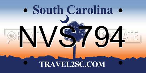 NVS794 South Carolina License Plate
