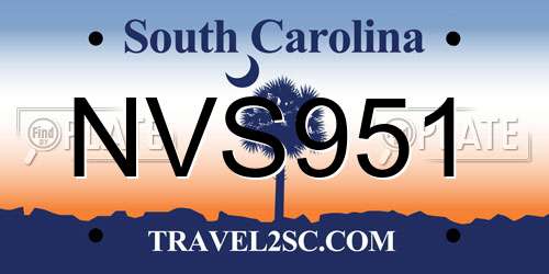 NVS951 South Carolina License Plate
