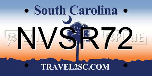 NVSR72 South Carolina License Plate