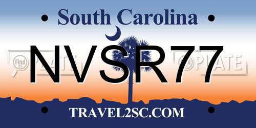NVSR77 South Carolina License Plate
