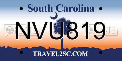 NVU819 South Carolina License Plate