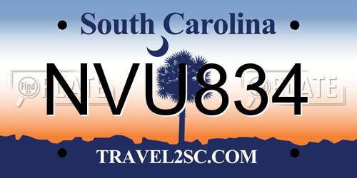 NVU834 South Carolina License Plate
