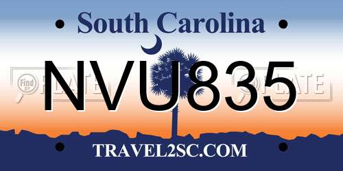 NVU835 South Carolina License Plate
