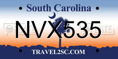 NVX535 South Carolina License Plate