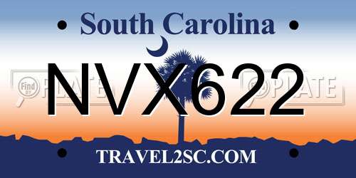 NVX622 South Carolina License Plate