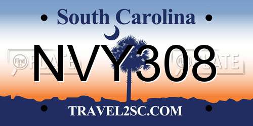 NVY308 South Carolina License Plate