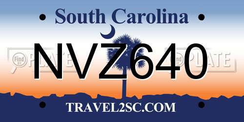 NVZ640 South Carolina License Plate