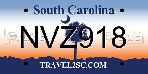 NVZ918 South Carolina License Plate