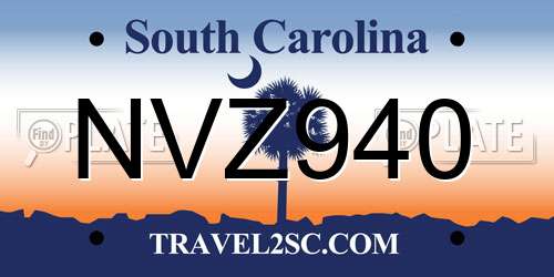 NVZ940 South Carolina License Plate