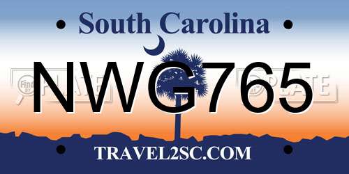 NWG765 South Carolina License Plate