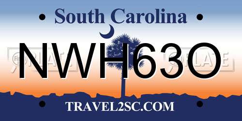NWH63O South Carolina License Plate