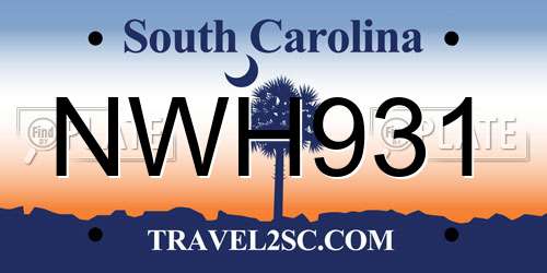 NWH931 South Carolina License Plate