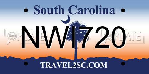 NWI720 South Carolina License Plate