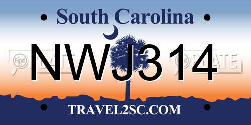 NWJ314 South Carolina License Plate