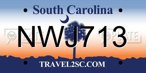 NWJ713 South Carolina License Plate