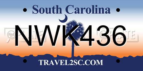 NWK436 South Carolina License Plate