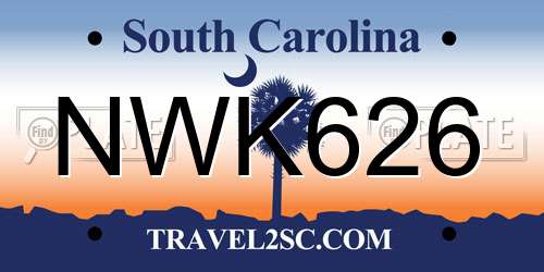 NWK626 South Carolina License Plate